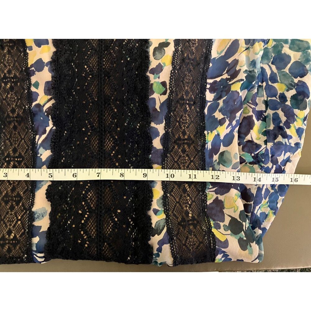 BCBGMaxAzria Jalena floral print lace detail silk sleeveless mini dress - Picture 12 of 13